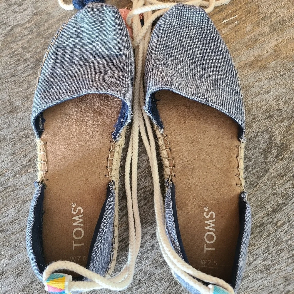 TOMS Katalina Espadrille Ankle Wrap Sandal Size 7.5